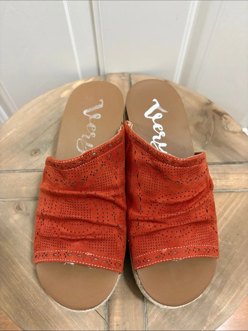 Very G Perforated Wedge Sandals Size 7